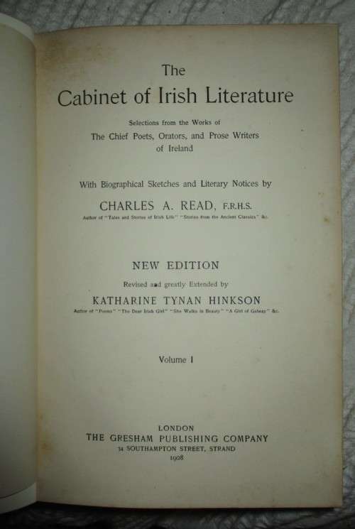 The Cabinet Of Irish Literature Volume I 1908