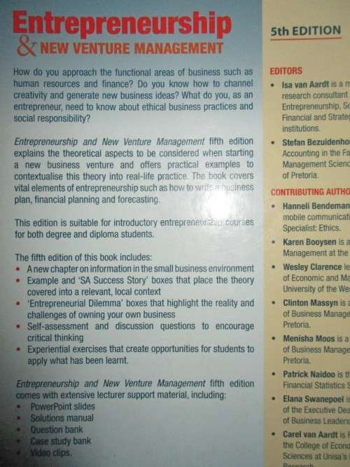 Entrepreneurship and New Venture Management