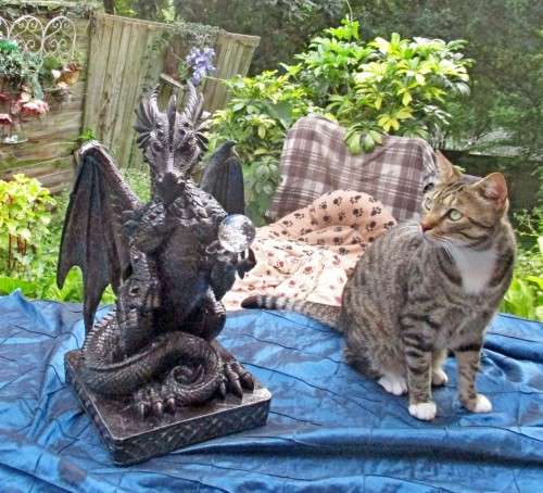 50cm Giant Black Dragon  holding an Orb