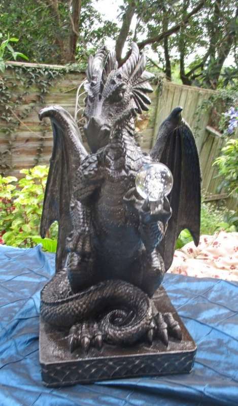 50cm Giant Black Dragon  holding an Orb