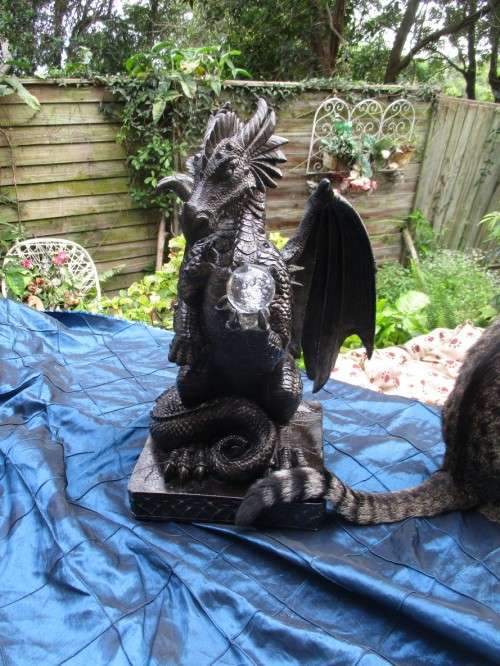 50cm Giant Black Dragon  holding an Orb