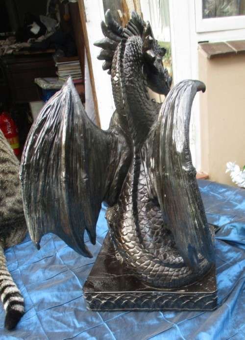 50cm Giant Black Dragon  holding an Orb