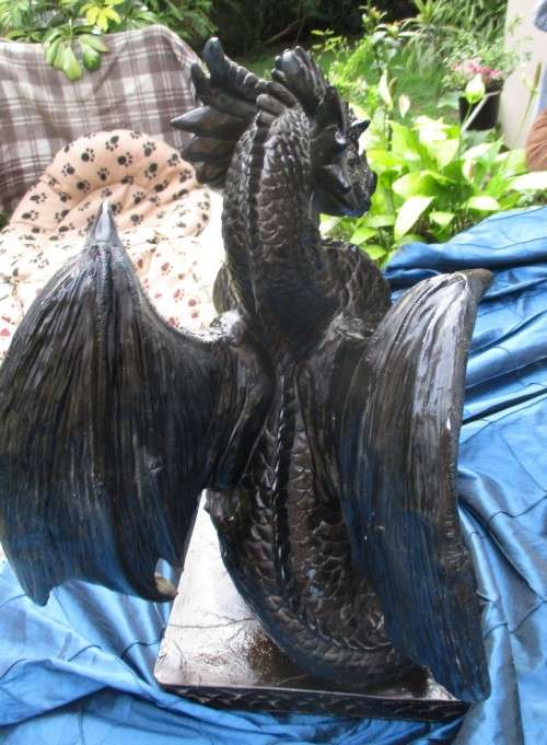 50cm Giant Black Dragon  holding an Orb