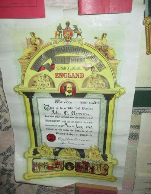 Certificate Royal Antediluvian Order Of Buffaloes Grand Lodge Of England and other similar related i