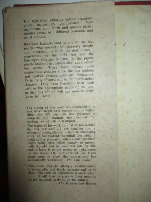 The Law of Carriage By Inland Transport 1965