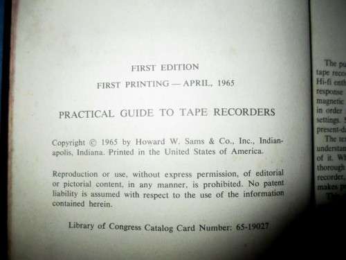 Audels Practical Guide to Tape Recorders 1965