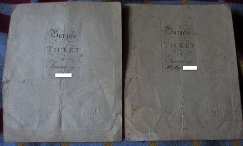 Vintage Burgefs Tickets x 2 . 1946