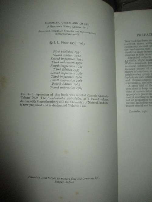 Old Organic Chemistry Books 1964  &  1961
