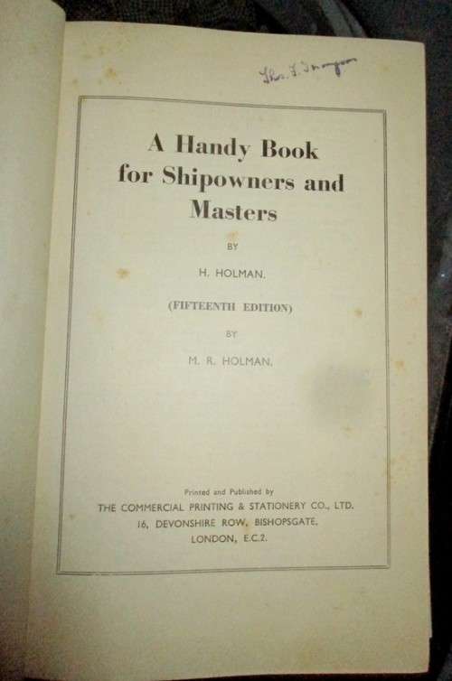 A Handy Book for Shipowners and Masters 1953