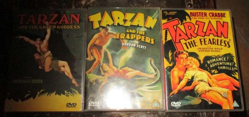 Vintage 3 DVD SET - TARZAN KING OF THE JUNGLE - GREEN GODDESS - TRAPPERS  FEARLESS