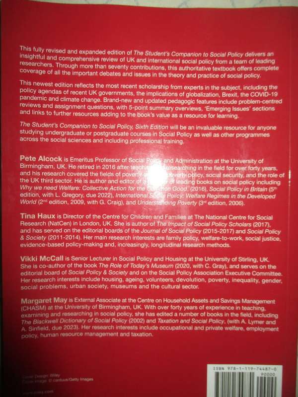 The Student`s Companion to Social Policy