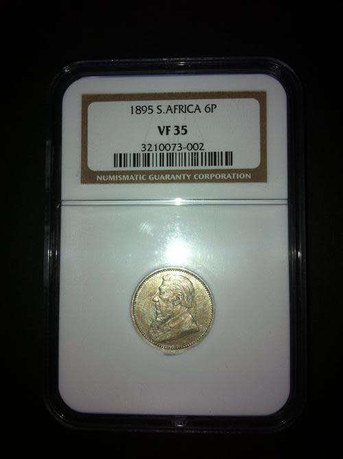 Set of 4 ZAR Six Pence - 1892 XF45 + 1893 VF25 + 1895 VF30 + 1895 VF35 + Free Insured Courier