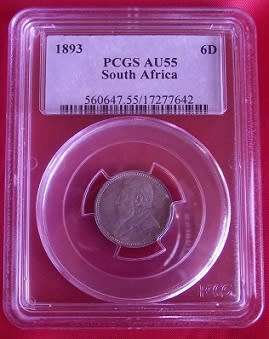 1893 Six Pence PCGS AU55 + Free Insured Courier