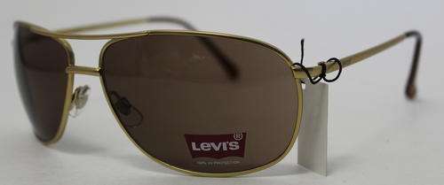 Levis Sunglasses LS134-03 Silver Gold Matt Metal Aviator with Brown Gradient Lens + Free Insured Po