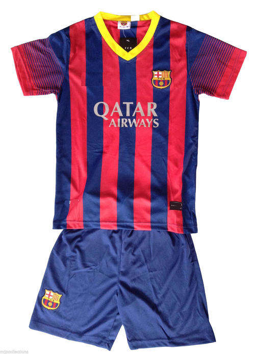 Kids Barcelona Home Soccer Kit. Free Customised name and Number