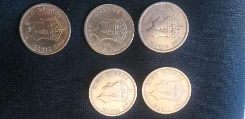 Southern Rhodesia Half Crown 1947,1948,1949,1951,1952