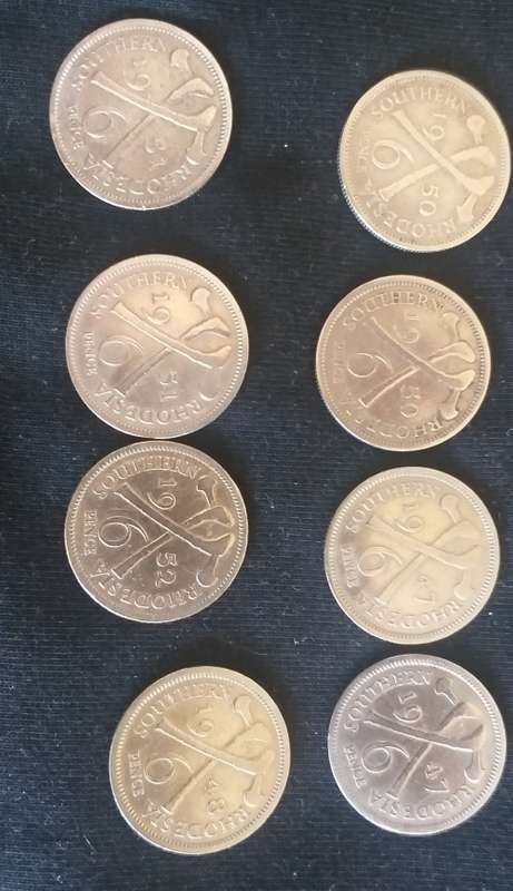 Southern Rhodesia 6 Pence 1947(2),1948(1),1950(2),1951(2),1952(1)