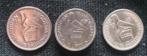 Southern Rhodesia One Shillings 1949,1950,1951