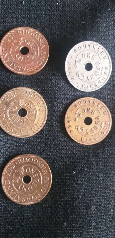 Southern  Rhodesia ONE PENNY 1940 & 1954, Rhodesia and Nyasaland ONE PENNY 1956,1957,1961