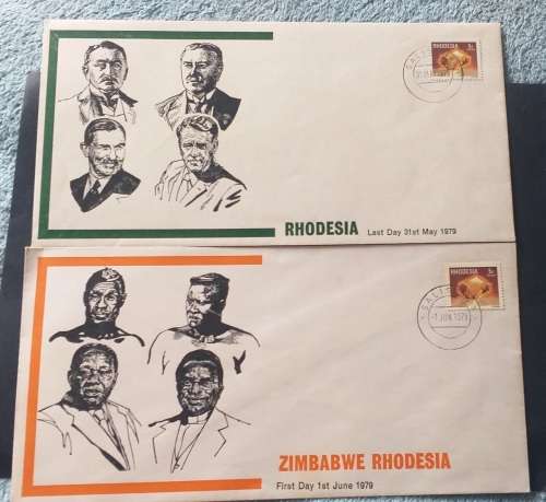 Rhodesia & Zimbabwe first day and last day covers 1979.Signed limited edition by Designer Ned Etheri