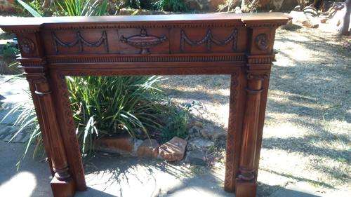 Fire Surround-Sheraton style carved mahogany breakfront 162cm wide