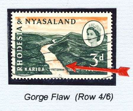Variety - Gorge Flaw (Row 4/6) listed variety - Rhodesia & Nyasaland