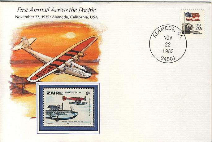 FIRST AIRMAIL ACROSS THE PACIFIC - Nov 22 1935 - MNH Stamp for event - Rare cover !!!
