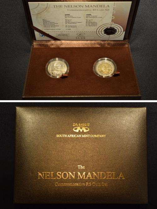 THE NELSON MANDELA COMMEMORATIVE R5 COIN SET "STILL SEALED"