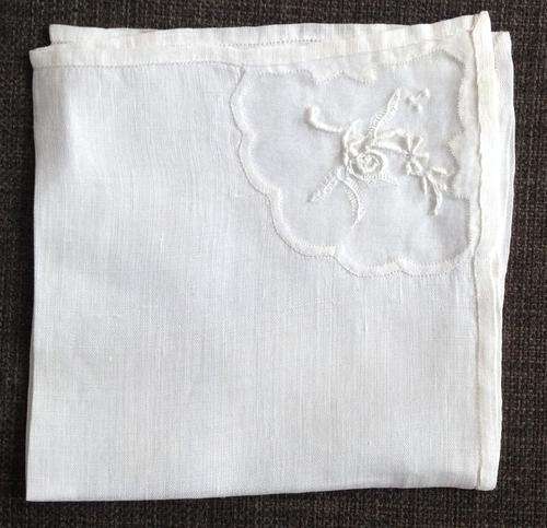 Four Antique Handkerchiefs With Flower Detail