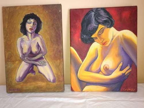 PATRICK CORDINGLEY 2 X NUDE OIL PAINTINGS