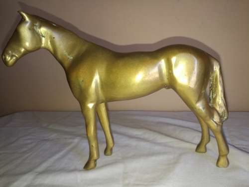 SOLID BRASS HORSE SCULPTURE