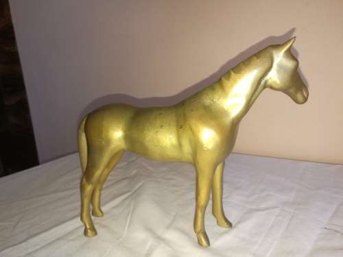 SOLID BRASS HORSE SCULPTURE