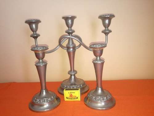 3 X ELEGANT SILVER PLATED CANDLE HOLDERS