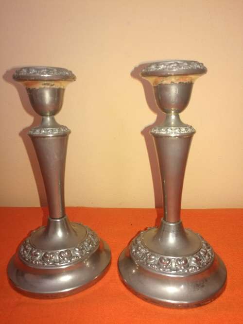 3 X ELEGANT SILVER PLATED CANDLE HOLDERS
