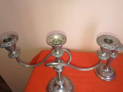 3 X ELEGANT SILVER PLATED CANDLE HOLDERS