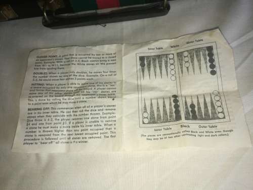 VINTAGE BACK GAMMON SET IN CASE