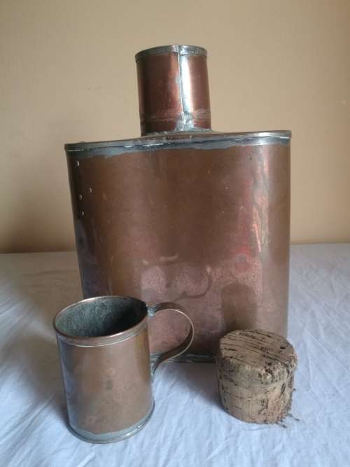 2 X VERY UNUSUAL COPPER FLASKS WITH CUPS