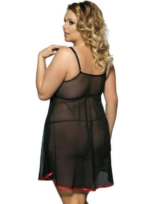 Black Plus Size Babydoll With Red Ribbon
