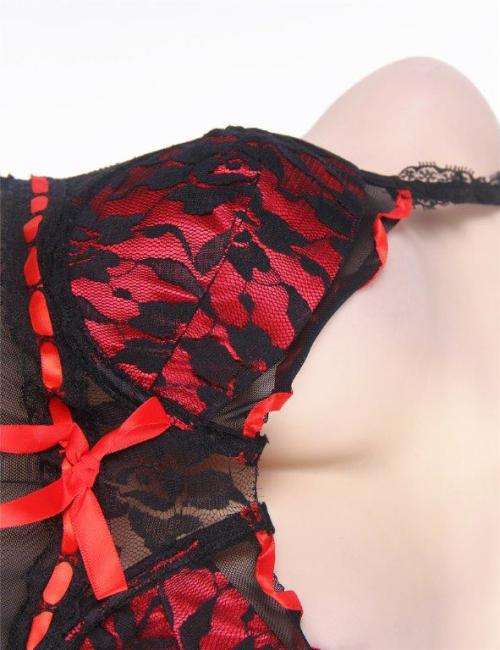 Black Plus Size Babydoll With Red Ribbon