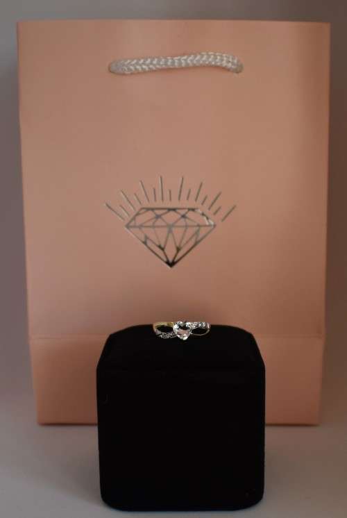 WOW*heart shaped AQUAMARINE diamond ring