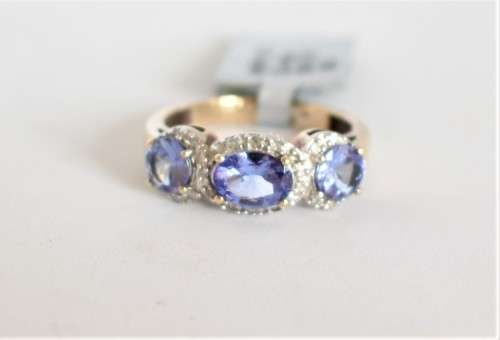 2ct TANZANITE and diamond ring 9k solid yellow gold