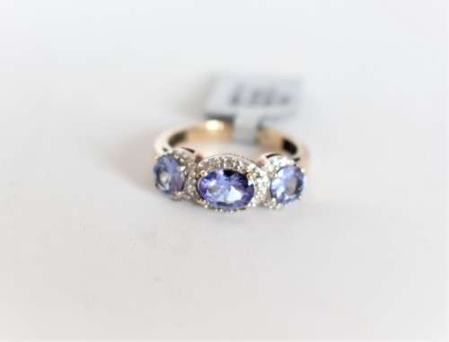 2ct TANZANITE and diamond ring 9k solid yellow gold