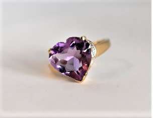 WOW unique* 5ct Amethyst diamond SOLID gold ring 4.88gHEAVY