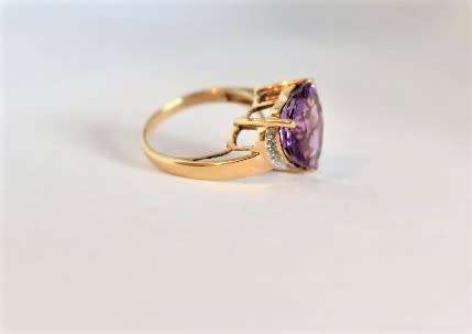 WOW unique* 5ct Amethyst diamond SOLID gold ring 4.88gHEAVY