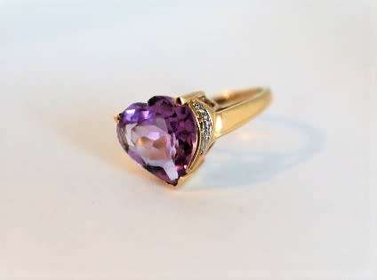 WOW unique* 5ct Amethyst diamond SOLID gold ring 4.88gHEAVY