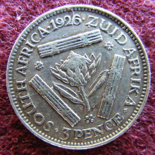 1926 SA   UNION  80 % SILVER   TICKEY.  SEE SCAN FOR GRADE