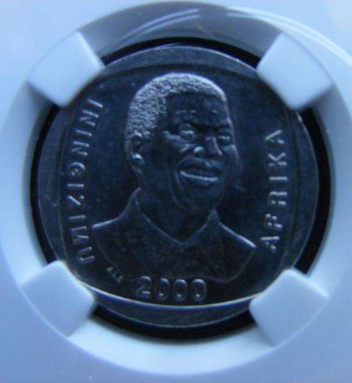 Year 2000  Mandela smiley  MS63  The coins with great growth potential.NGC GRADED
