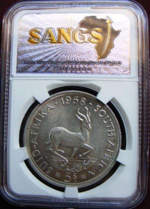 1958 graded SA UNION SILVER 5/  MS 63