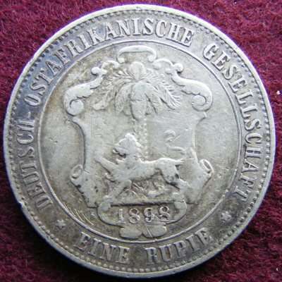 1898 GERMAN EAST AFRICA ONE RUPEE SILVER 14.6g  rare