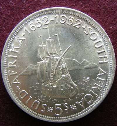 1952 SA UNION SILVER five shilling  BRILLIANT UNC.SPECIAL SELECTED COIN